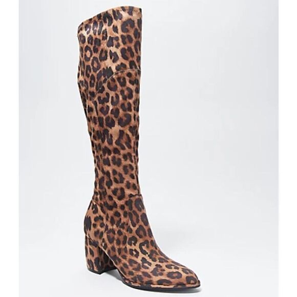 Marc Fisher Boots Women’s Size 6 Over The Knee Pointed Toe Leopard Print NEW - Picture 2 of 13